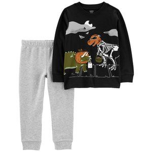 Baby Boys Carter's Halloween DINOSAURS T-Shirt Jogger Pant Size 12 18 24 mo NWT